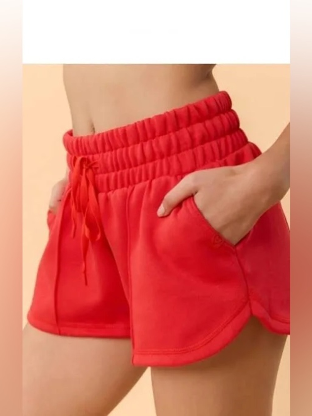 Blogilates Red Marshmallow Dolphin Shorts: Women's High-Rise Sweat Shorts